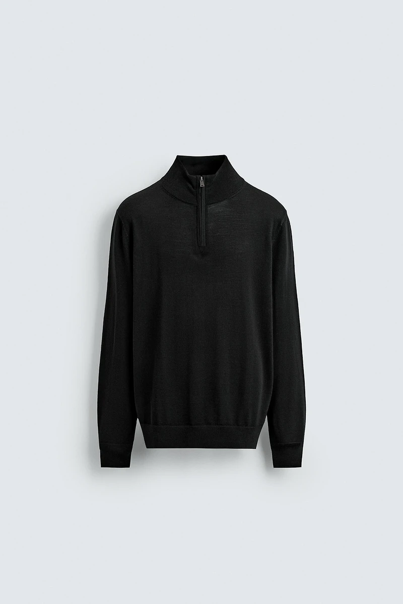 100% WOOL QUARTER-ZIP SWEATER
