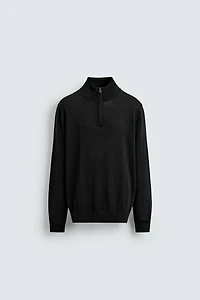 100% WOOL QUARTER-ZIP SWEATER