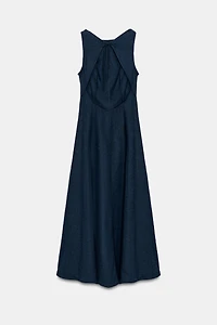 LINEN OPEN BACK MIDI DRESS
