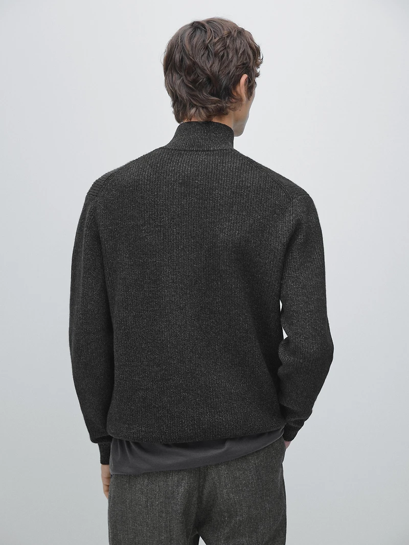 Mock neck knit sweater with zip