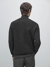 Mock neck knit sweater with zip