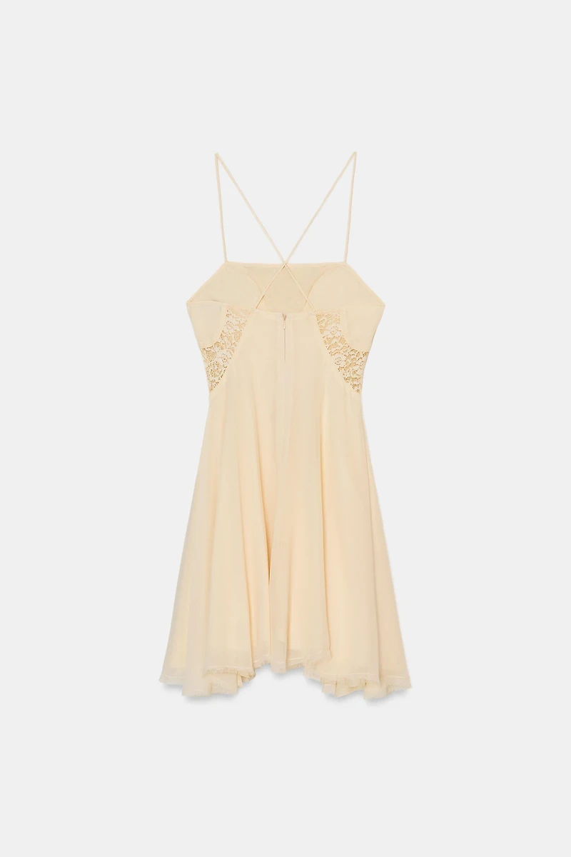 SHORT LACE GODET DRESS
