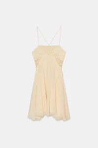 SHORT LACE GODET DRESS
