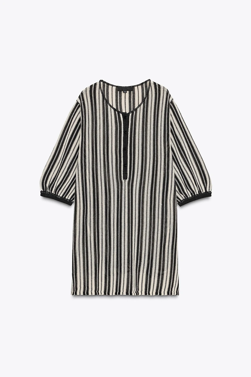 STRIPED KNIT TOP WITH LINEN