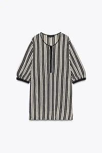 STRIPED KNIT TOP WITH LINEN