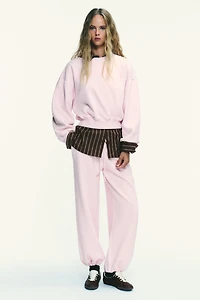 BASIC STRAIGHT-LEG PLUSH PANTS WITH ADJUSTABLE HEM