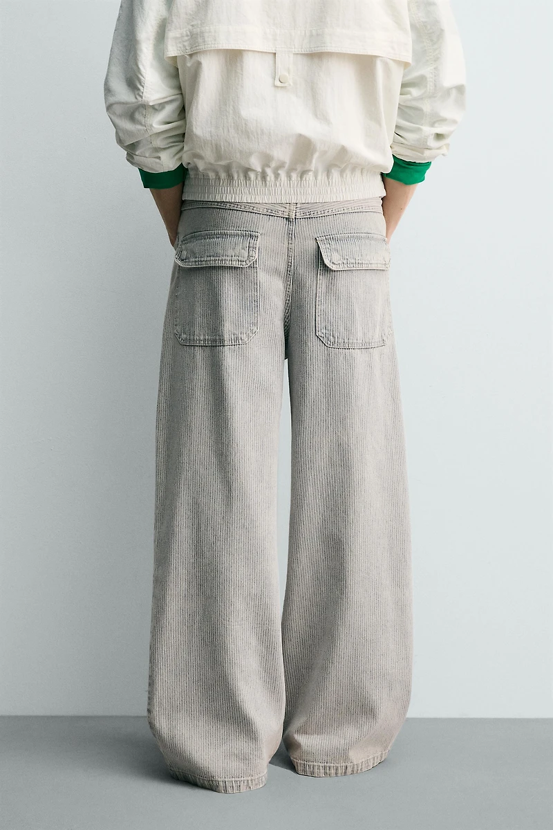 RELAXED STRAIGHT FIT STRIPED PANTS
