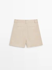 100% linen long Bermuda shorts with darts