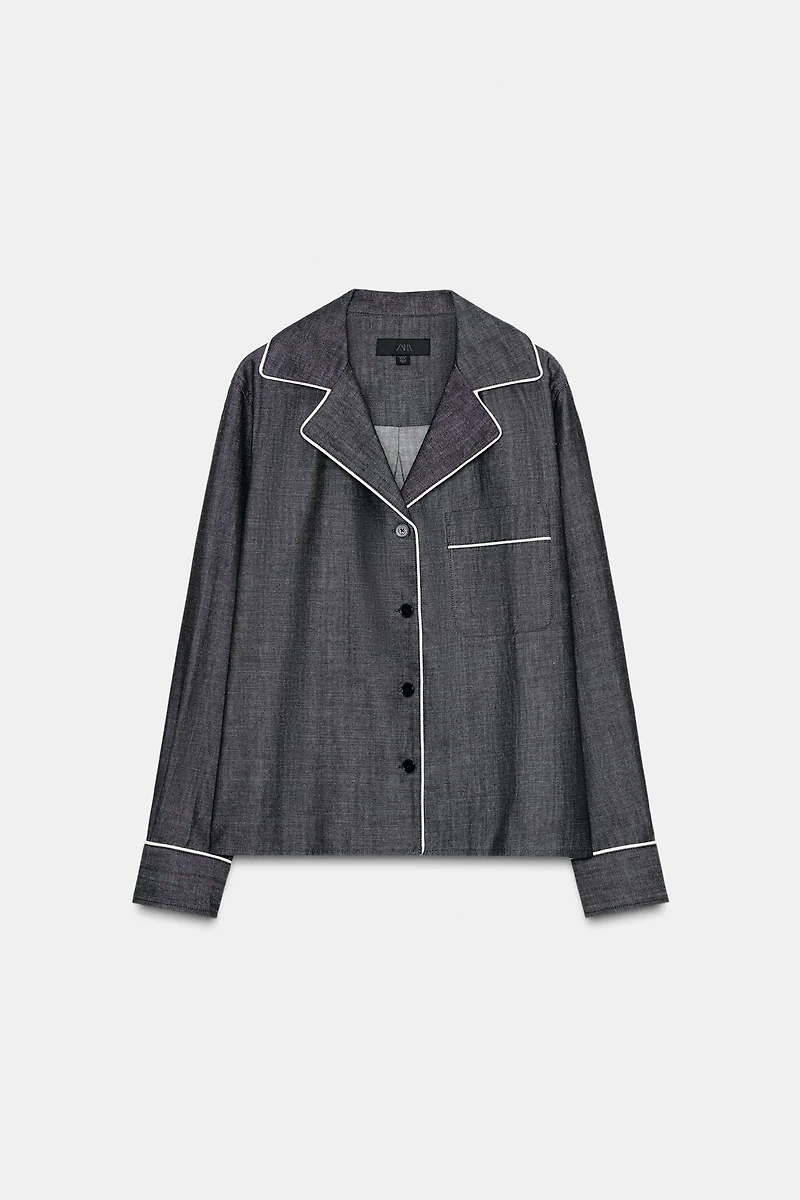 ZW COLLECTION DENIM SHIRT WITH PIPING