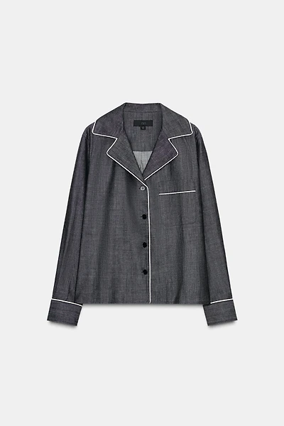 ZW COLLECTION DENIM SHIRT WITH PIPING