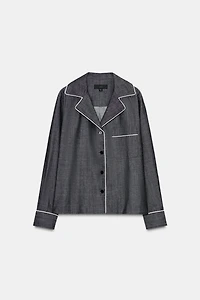 ZW COLLECTION DENIM SHIRT WITH PIPING