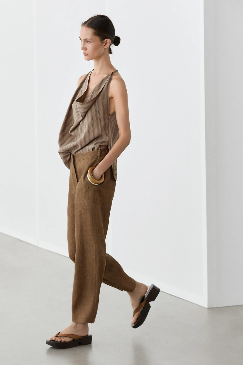 Linen barrel fit pants