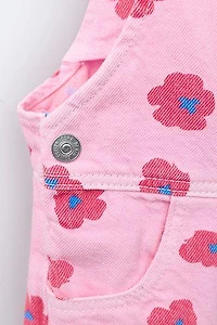 LONG FLORAL TWILL OVERALLS