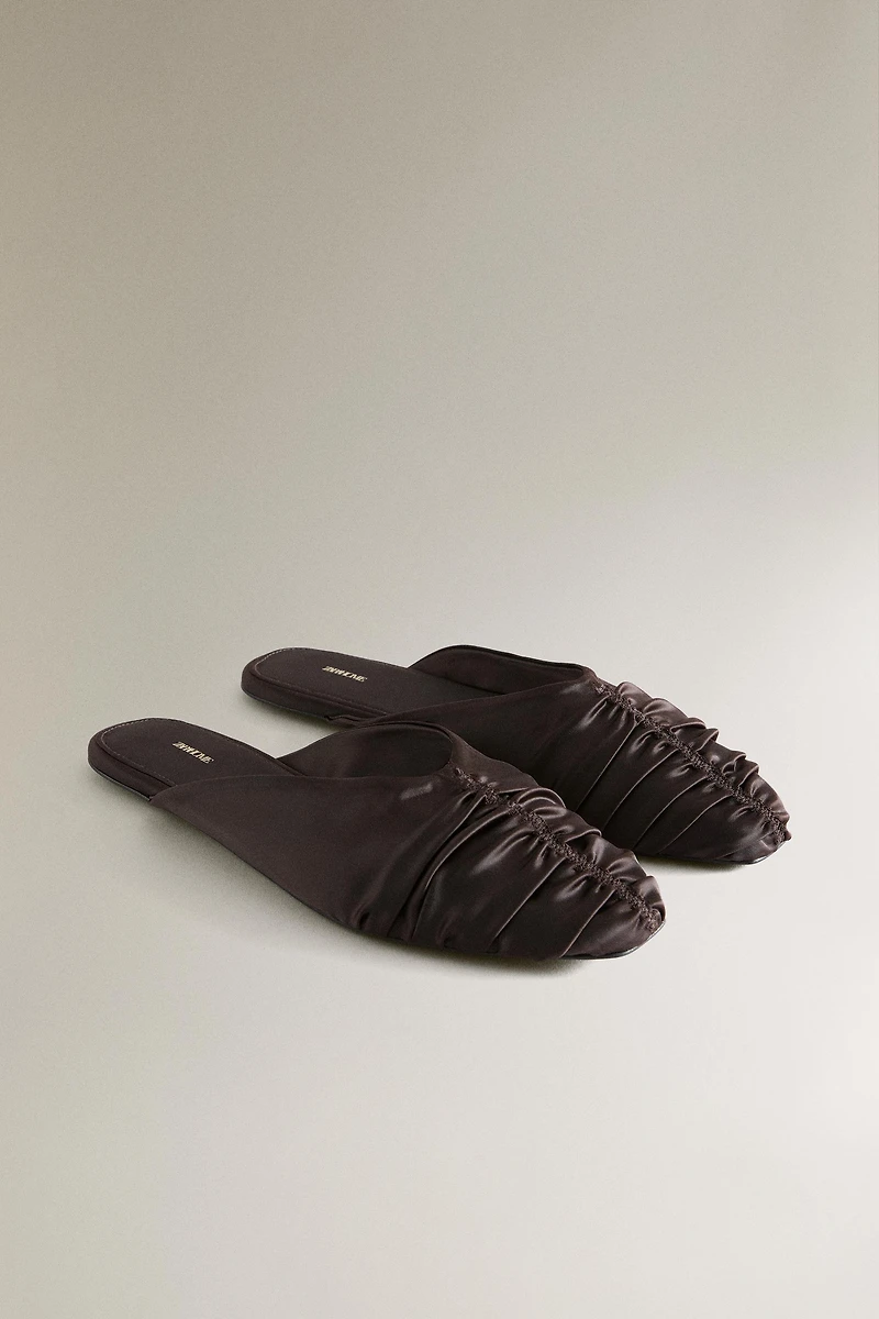 SATEEN PLEATED MULES