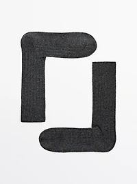 Ribbed knit wool and cashmere socks