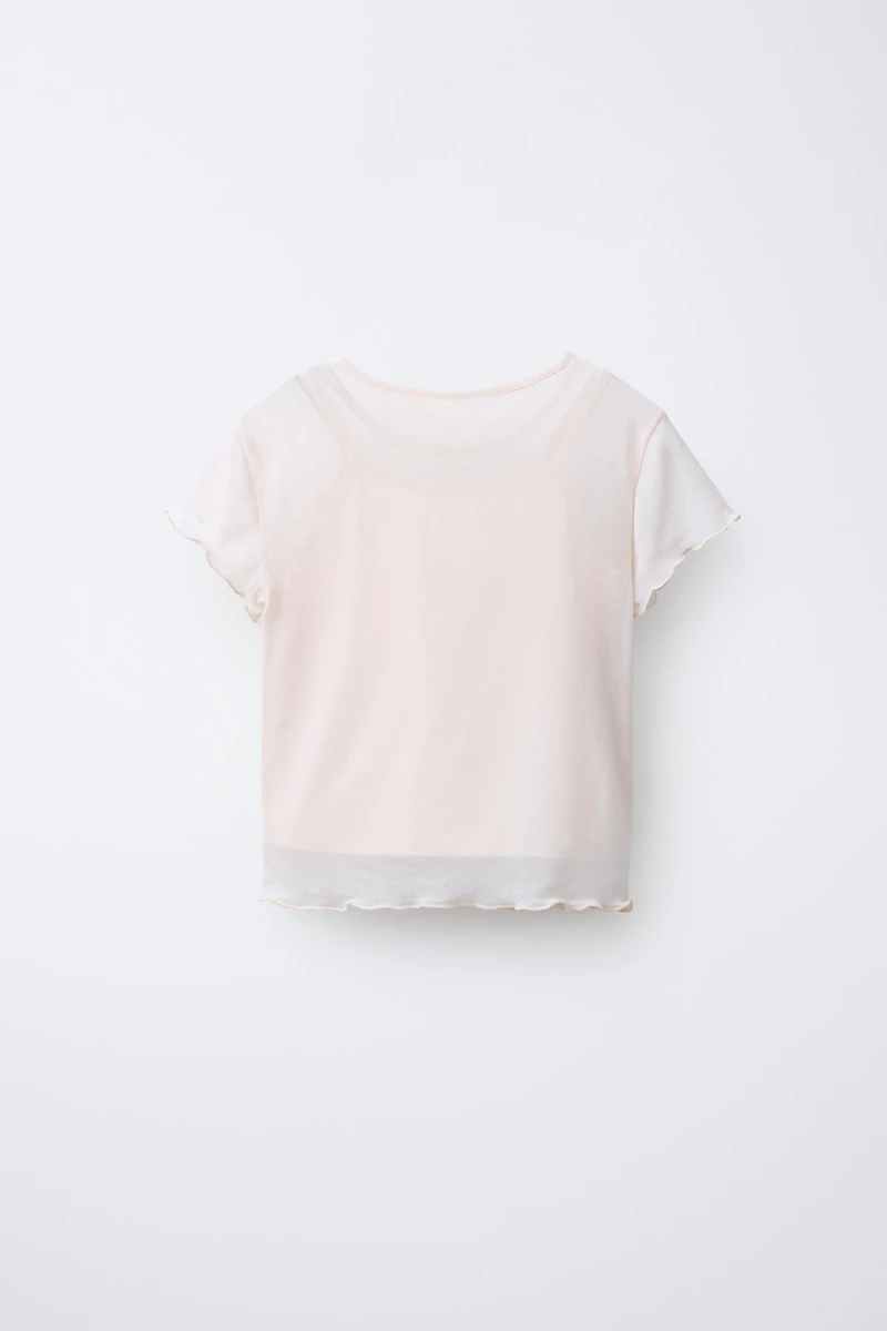 DOUBLE TULLE FLOWER T-SHIRT
