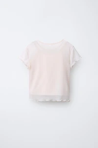 DOUBLE TULLE FLOWER T-SHIRT