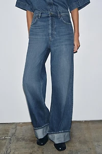 ZW COLLECTION MID-RISE TURN-UP HEM JEANS