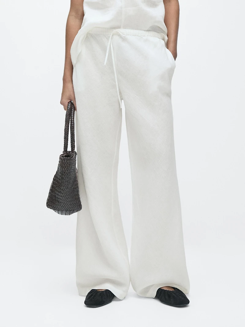 100% linen trousers with elasticated waistband