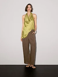 100% linen wide-leg trousers