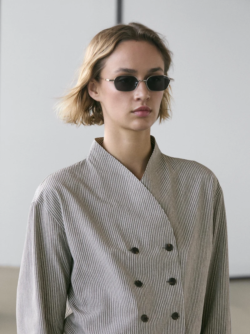 Striped flowing shirt with button details