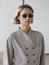 Striped flowing shirt with button details