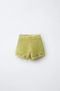 EMBROIDERED TULIP KNIT SHORTS