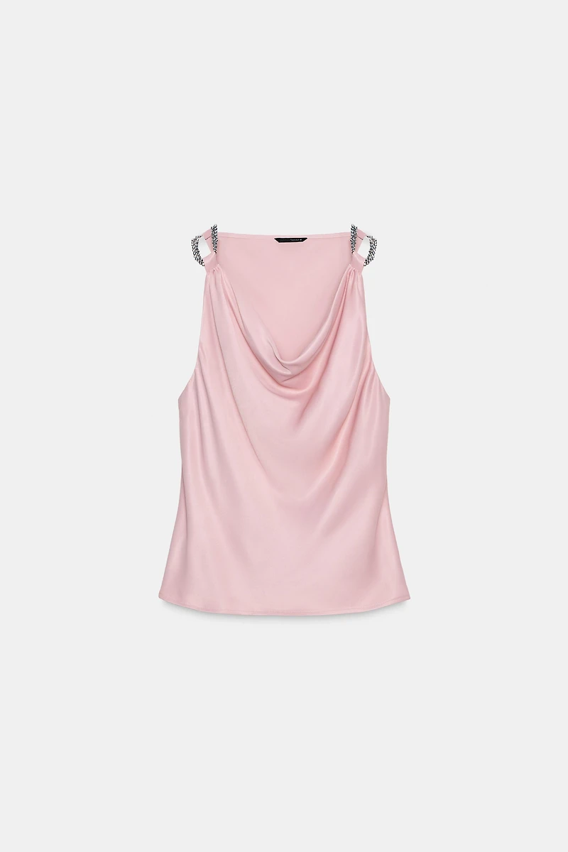 BEADED SATIN EFFECT TOP