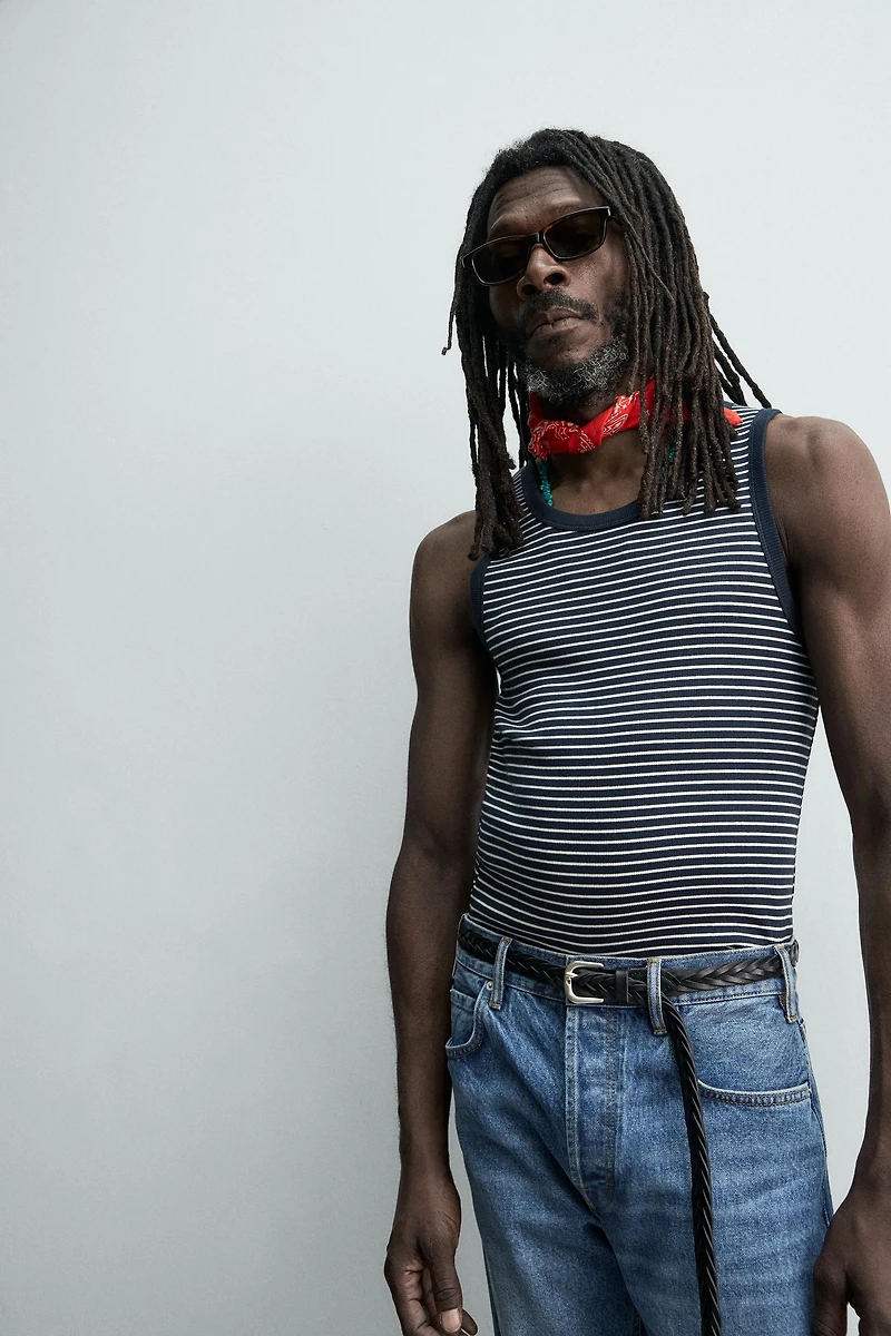 STRIPED JACQUARD TANK TOP X AARON LEVINE