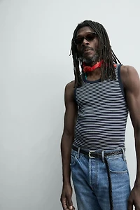 STRIPED JACQUARD TANK TOP X AARON LEVINE