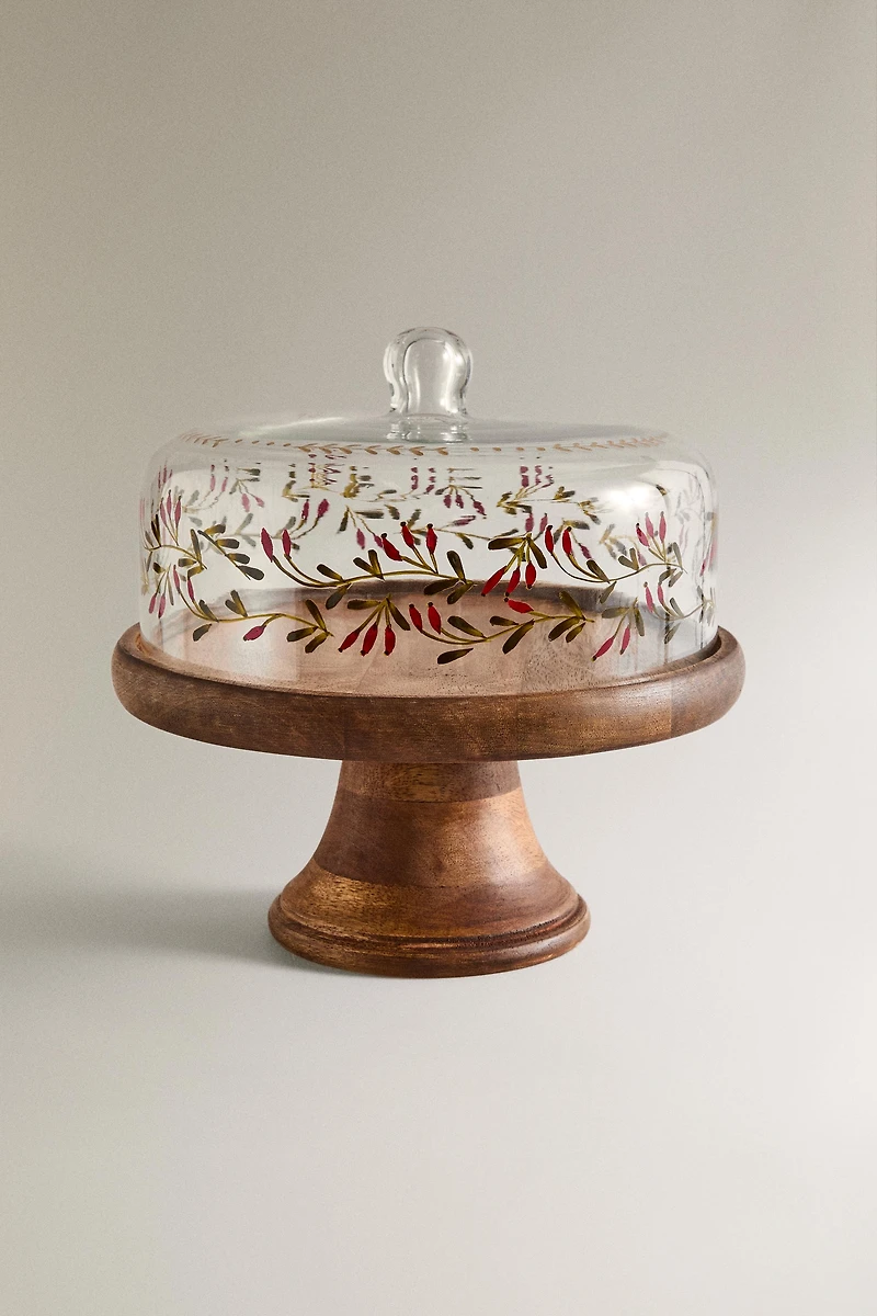 CHRISTMAS WOODEN CAKE DISH