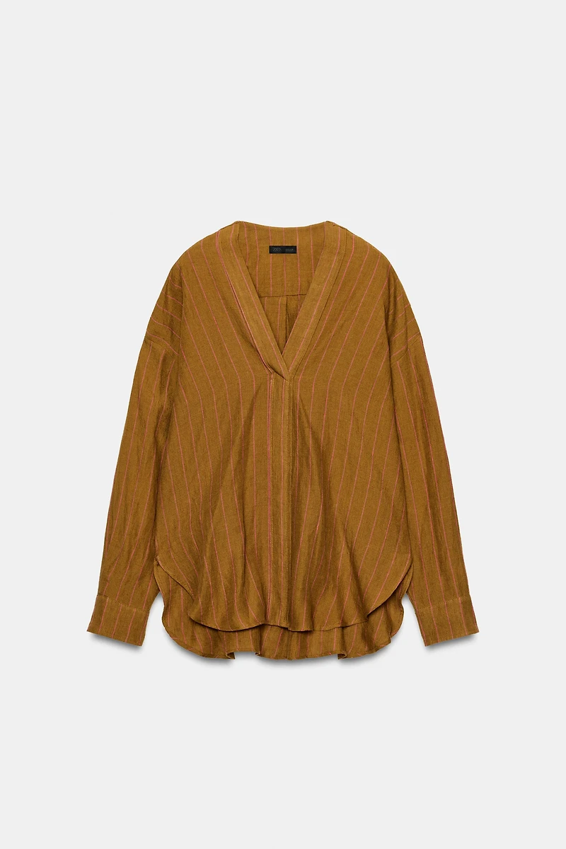 100% LINEN STRIPED SHIRT