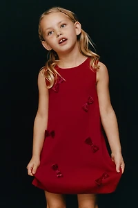 VELVET BOW KNIT DRESS