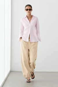 100% linen shirt with striped details