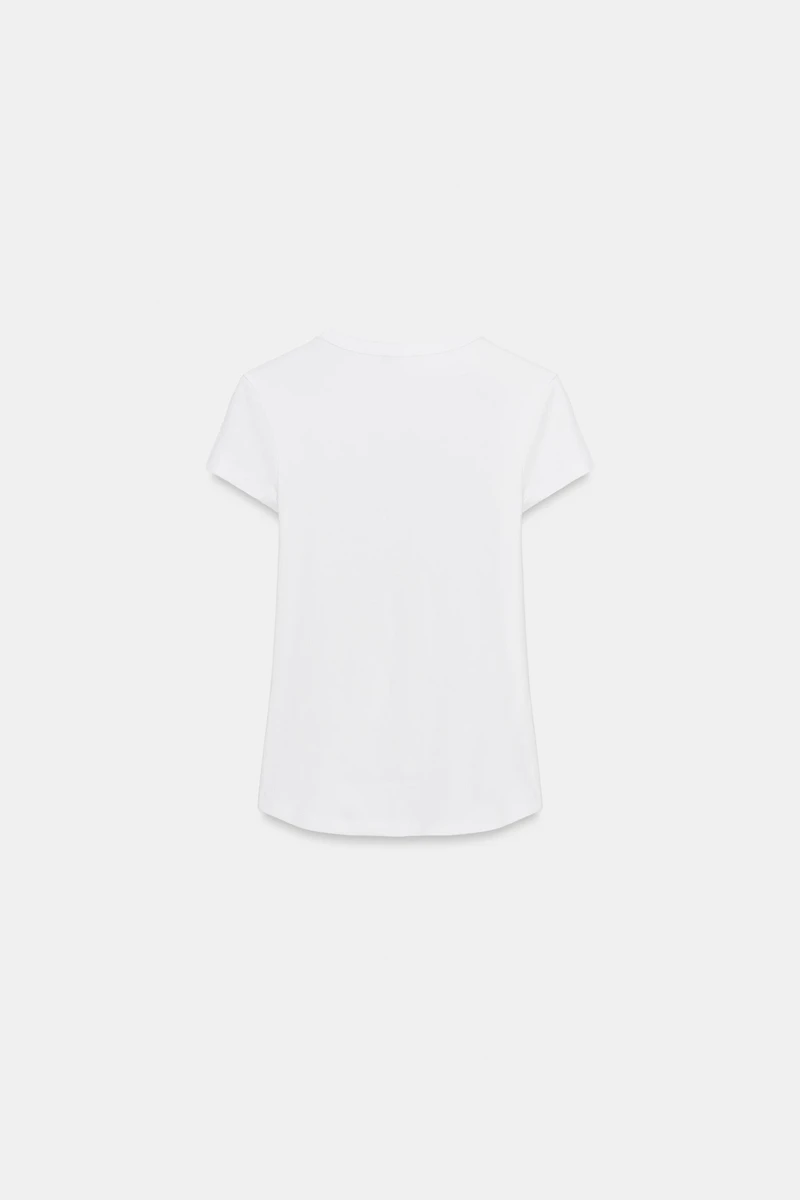 EMBROIDERED SHORT SLEEVE RIB T-SHIRT