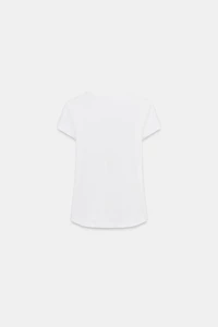 EMBROIDERED SHORT SLEEVE RIB T-SHIRT