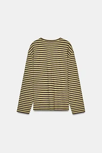 STRIPED COTTON AND LINEN T-SHIRT