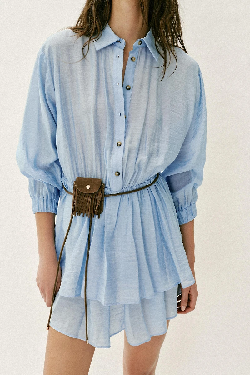 BELTED POCKET SHORT DRESS