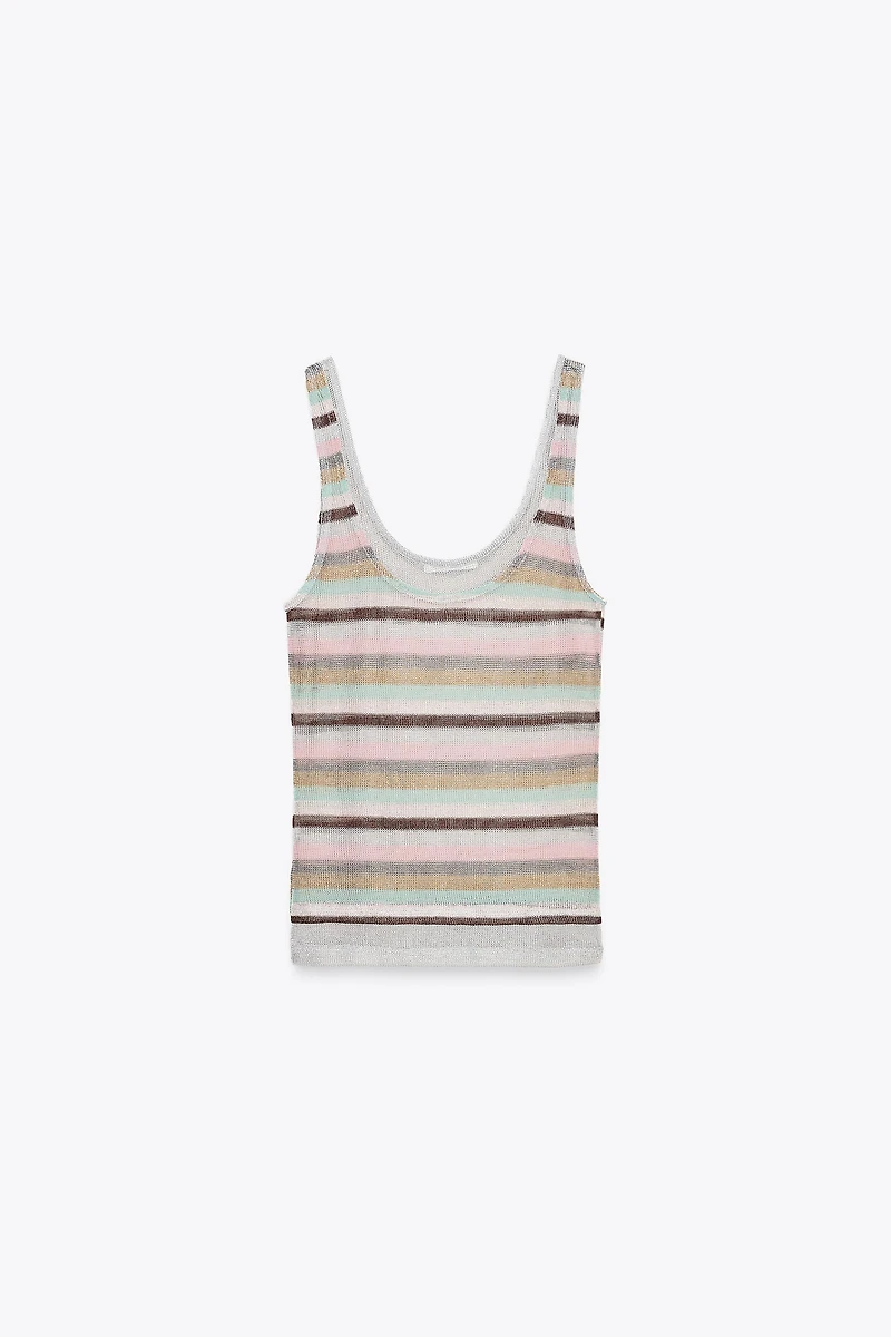 METALLIC THREAD STRIPED TOP