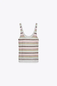 METALLIC THREAD STRIPED TOP