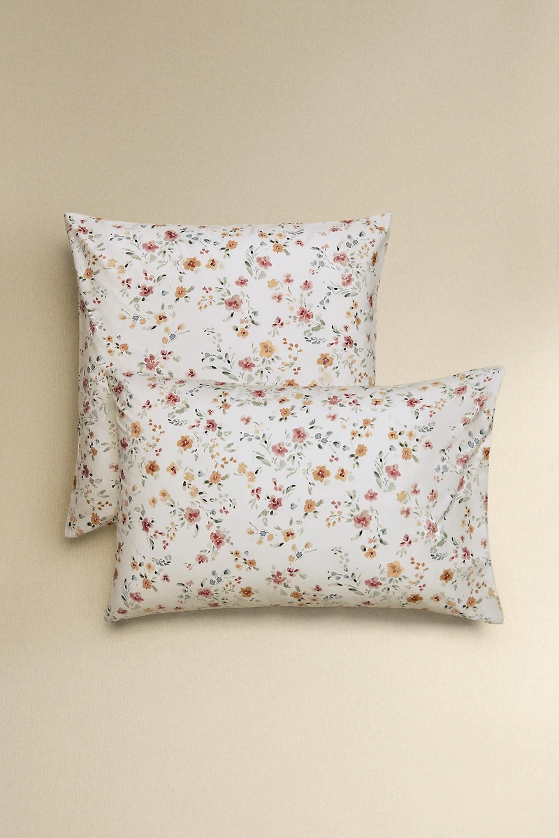 FLORAL PERCALE PILLOWCASE (200 THREAD COUNT)