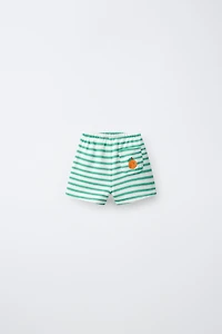 EMBROIDERED TANGERINE STRIPED SHORTS