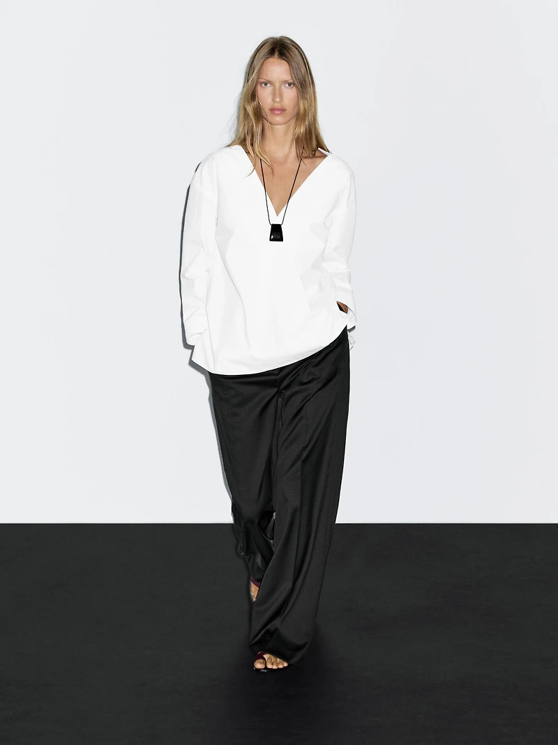 Blouse cache-cœur 100 % coton