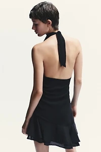 ROBE COURTE ASYMÉTRIQUE HALTER