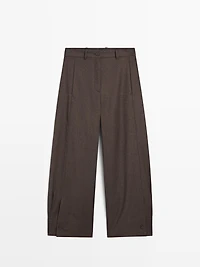 Pantalon barrel fit 100 % laine