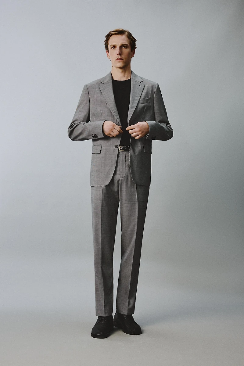 PLAID WOOL BLEND SUIT JACKET
