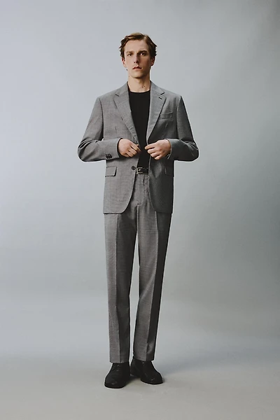 PLAID WOOL BLEND SUIT JACKET