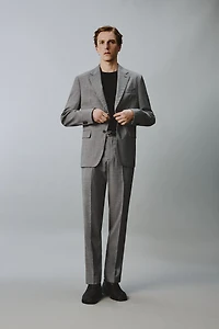 PLAID WOOL BLEND SUIT JACKET