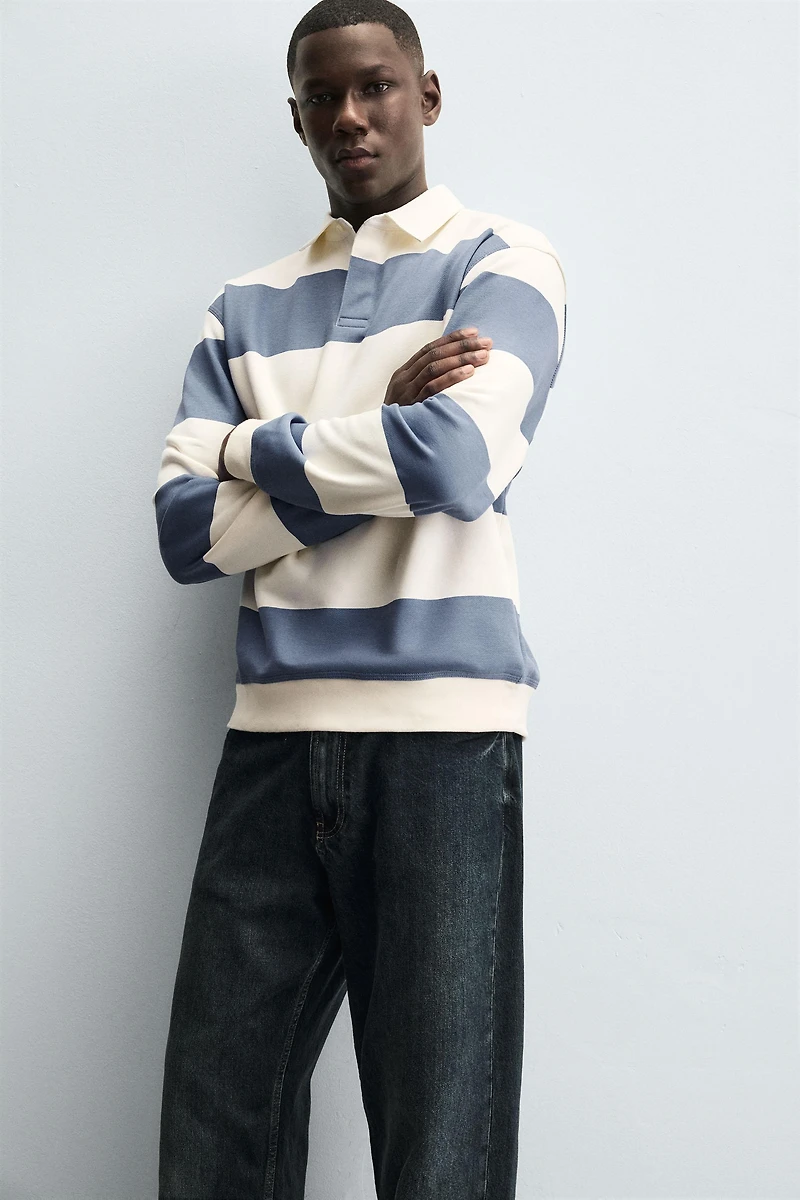 CONTRAST COLLAR POLO SWEATSHIRT