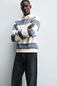 CONTRAST COLLAR POLO SWEATSHIRT